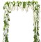 Wisteria Artificial Flowers Garland, 2Pcs Total 14.4ft Silk Faux Wisteria Vine Kit, Hanging Flower Plant for House Outdoor Garden Ceremony Outside Wedding Arch Floral Decor
